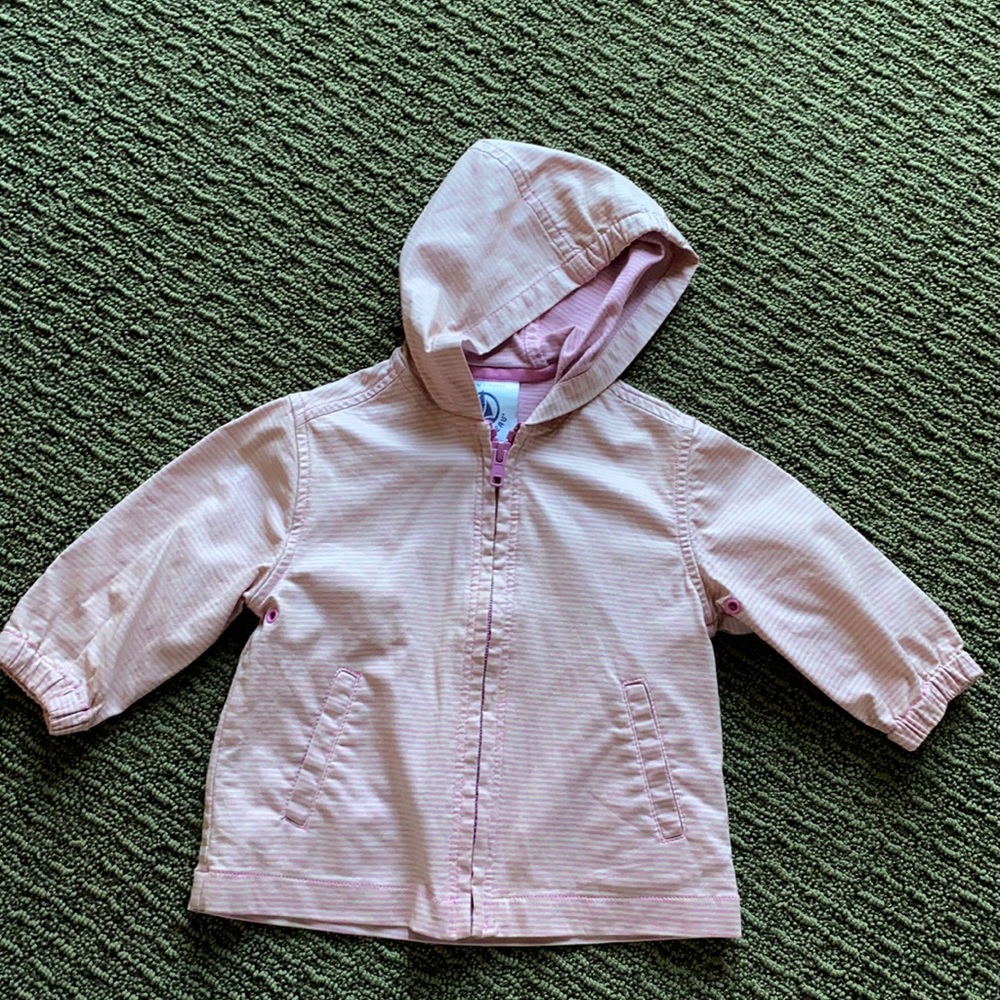 Petit Bateau pink striped rain jacket